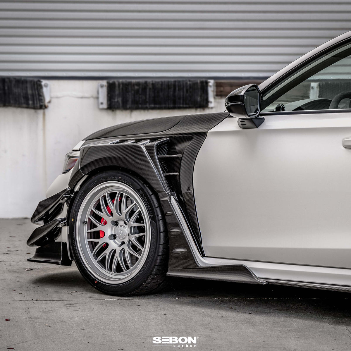 Seibon 23-25 Honda Civic Type-R MB-Style Carbon Fiber Front Side Skirt Extensions - SX23HDCVR-MB-F