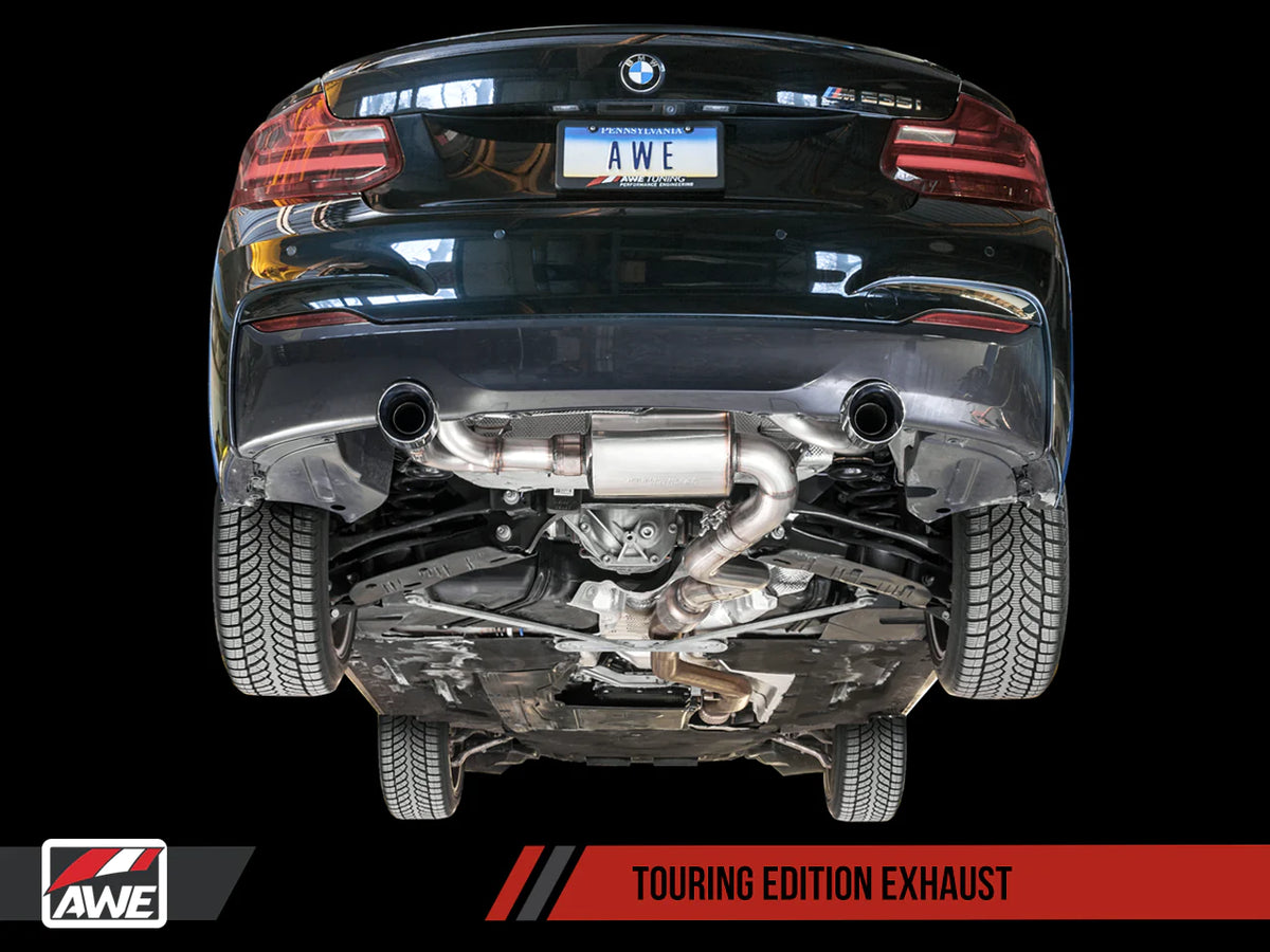 AWE Tuning BMW F22 M235i / M240i Touring Edition Axle-Back Exhaust - Diamond Black Tips (90mm) - 3010-33038