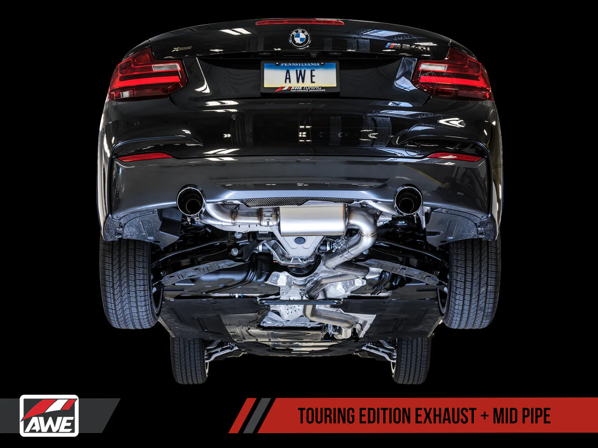 AWE Tuning BMW F22 M235i / M240i Touring Edition Axle-Back Exhaust - Diamond Black Tips (90mm) - 3010-33038