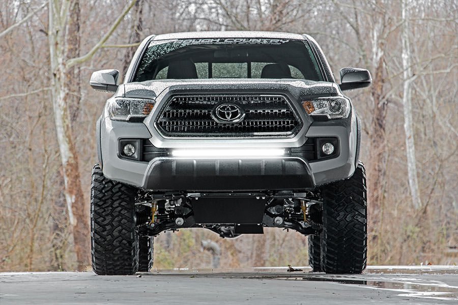 LED Light Kit | Lower Grille Mount | 30&quot; Black Single Row | White DRL | Toyota Tacoma (16-23)