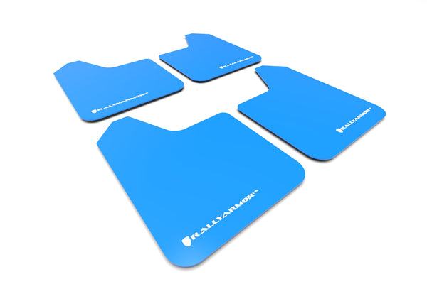 Rally Armor Universal Fit (No Hardware) Blue UR Mud Flap White Logo - MF12-UR-BL/WH by Rally Armor - front view