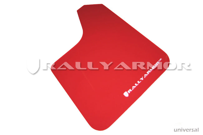 Rally Armor Universal Fit (No Hardware) Red UR Mud Flap w/ White Logo - MF12-UR-RD/WH by Rally Armor - front view