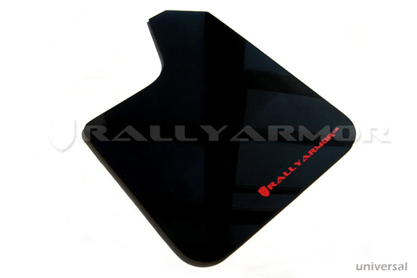 Rally Armor Universal Fit (No Hardware) Black UR Mud Flap w/ Red Logo - MF12-UR-BLK/RD by Rally Armor - front view