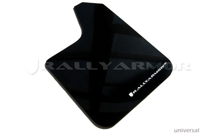 Rally Armor Universal Fit (No Hardware) Black UR Mud Flap w/ White Logo - MF12-UR-BLK/WH by Rally Armor - front view