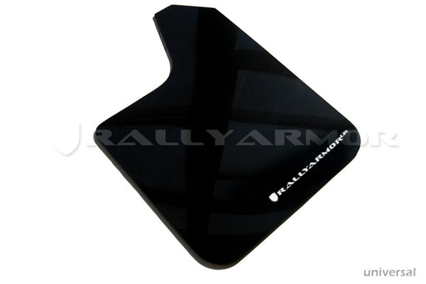 Rally Armor Universal Fit (No Hardware) Black UR Mud Flap w/ White Logo - MF12-UR-BLK/WH by Rally Armor - front view