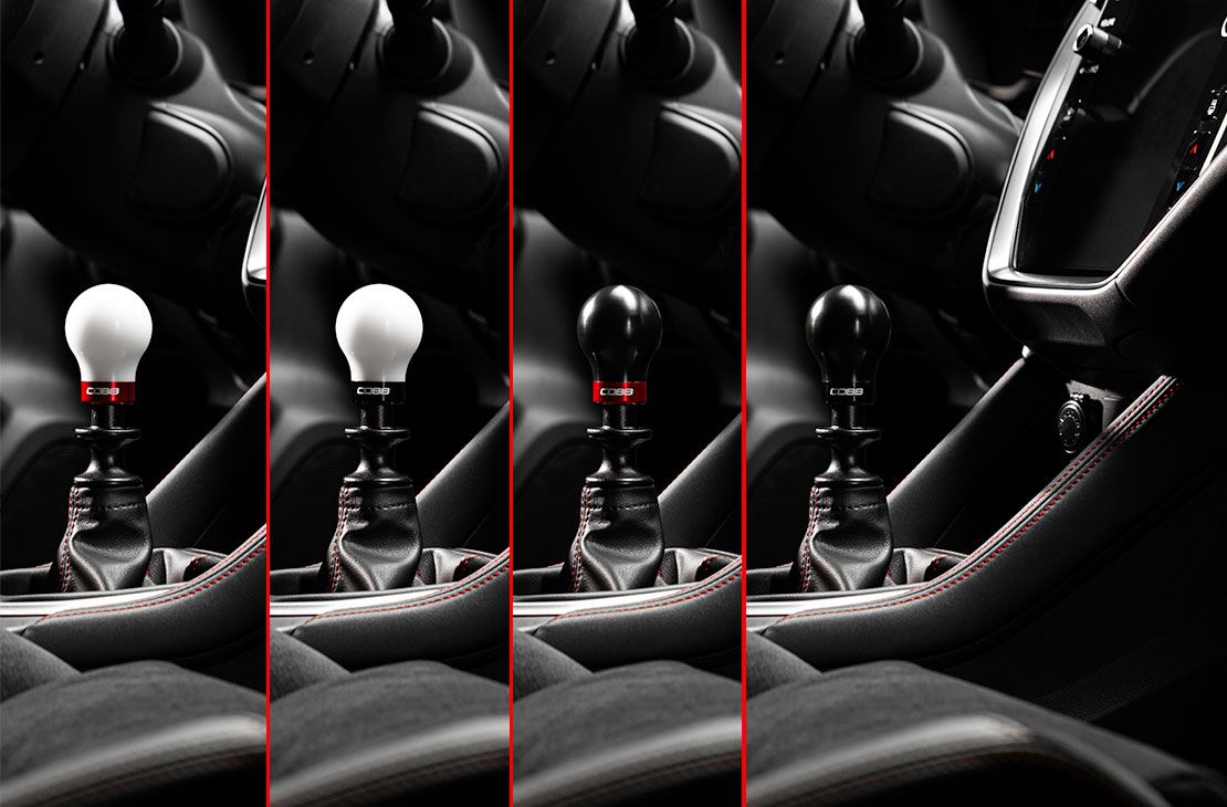 Cobb Subaru 6-Speed Weighted COBB Shift Knob - Black (Incl. Both Red + Blk Collars) - 213360-BK