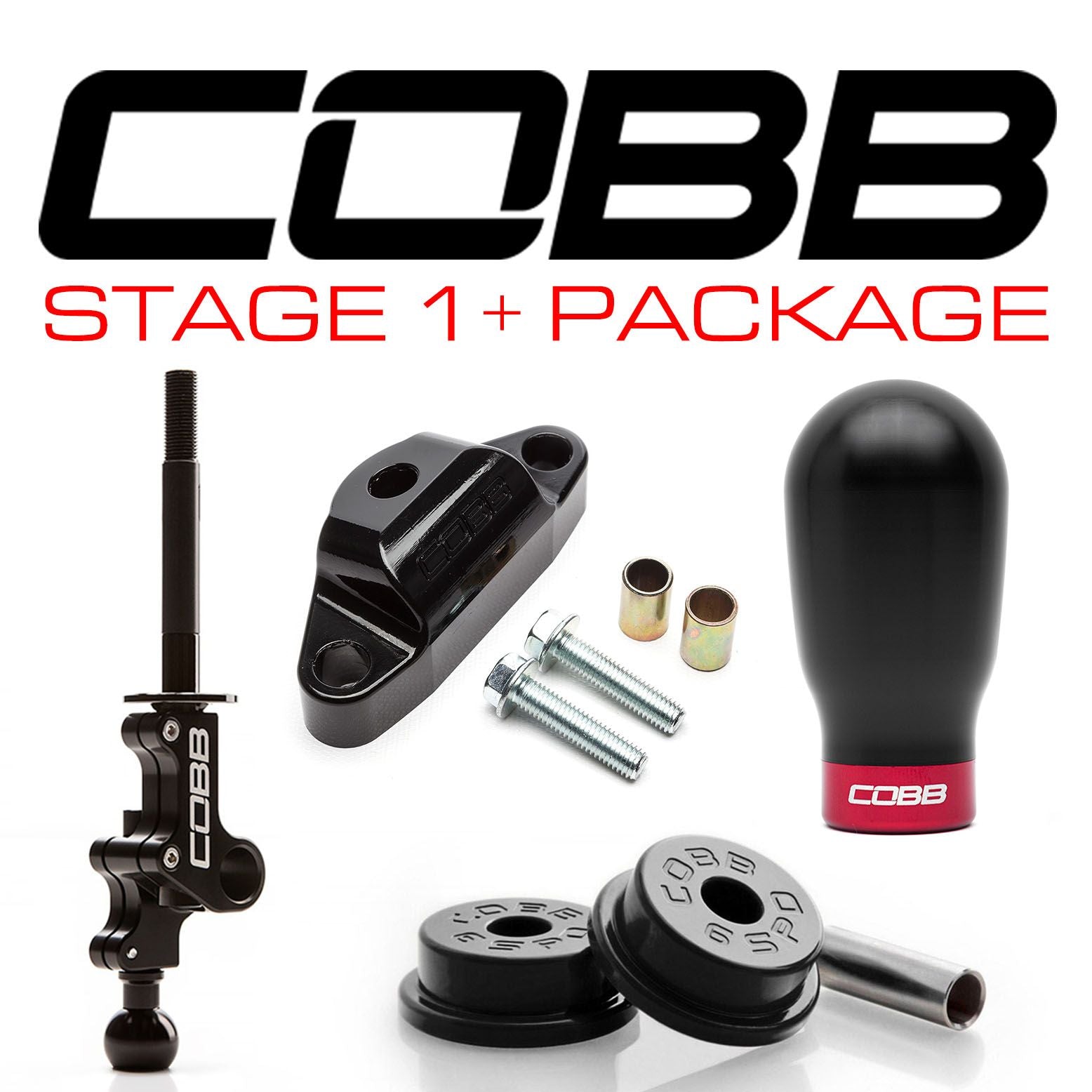 Cobb Subaru STI 6MT Stg 1+ Drivetrain Pkg (Tall Weighted Knob) - Black - 215X01P-TW-BK