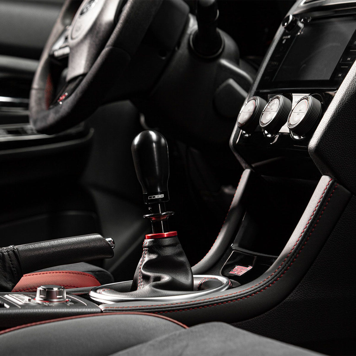 Cobb Subaru 6-Speed Tall Weighted COBB Shift Knob - White (Incl. Both Red + Blk Collars) - 213370-W