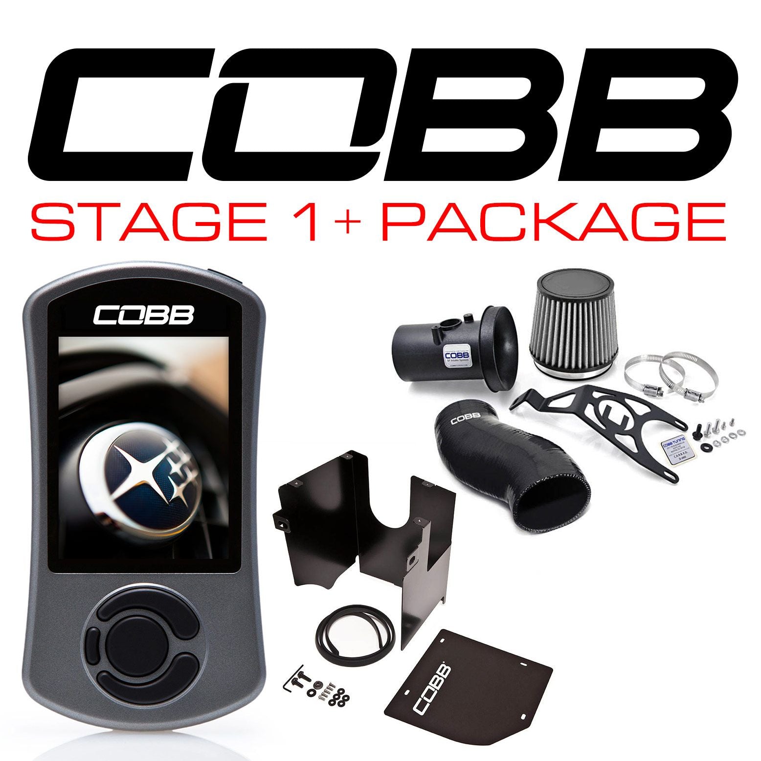 Subaru 08-14 WRX / STI / FXT Stage 1+ Power Package w/V3 - Black Intake - 615X01P-BK