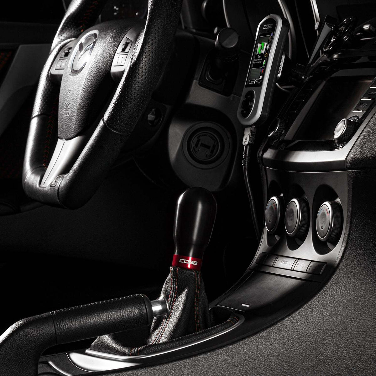 Cobb Mazda 6-Speed Tall Weighted COBB Shift Knob - White (Incl. Both Red + Blk Collars) - 271370-W