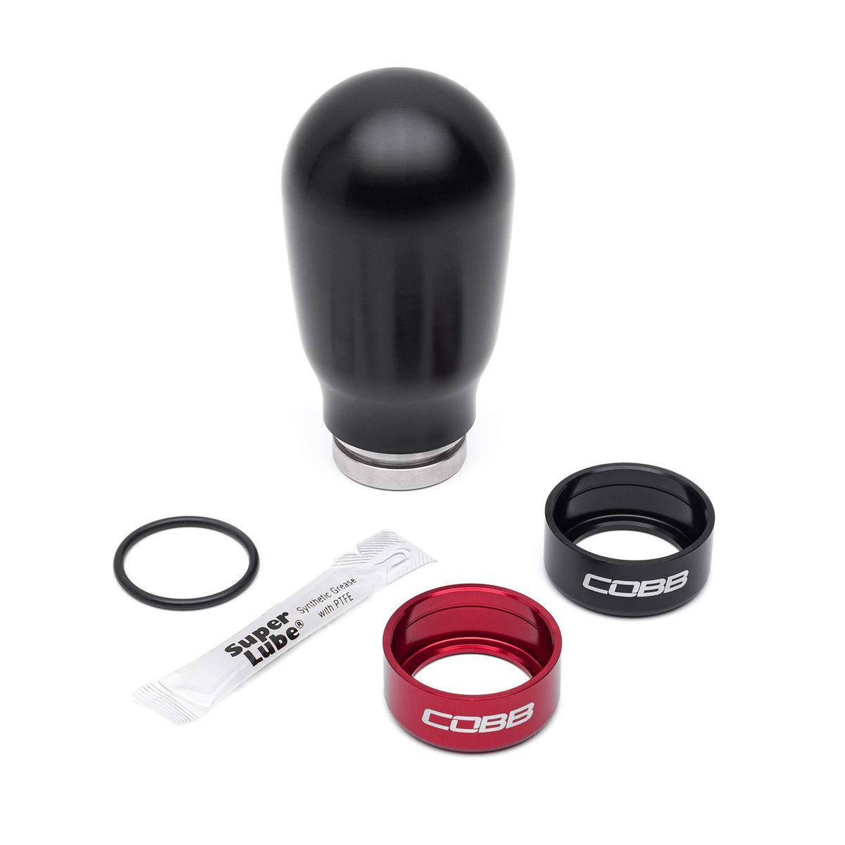 Cobb Mazda 6-Speed Tall Weighted COBB Shift Knob - White (Incl. Both Red + Blk Collars) - 271370-W