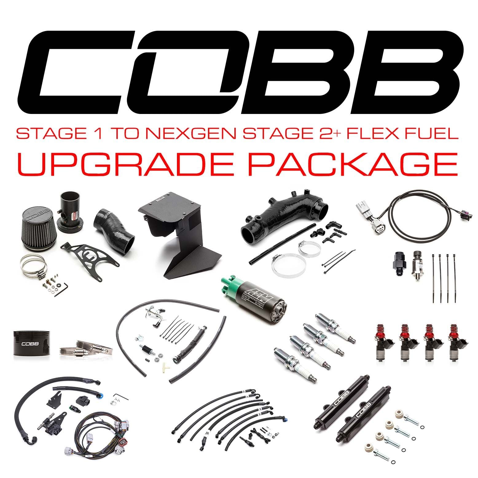 Cobb 15-18 Subaru STI Stage 1 to NexGen Stage 2 + Flex Fuel Power Package Upgrade - Black - SUB004NG2S1FF-S1-UP-BK