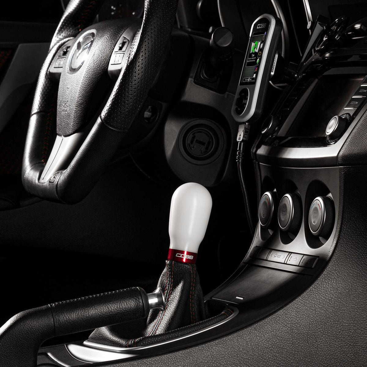 Cobb Mazda 6-Speed Tall Weighted COBB Shift Knob - Black (Incl. Both Red + Blk Collars) - 271370-BK