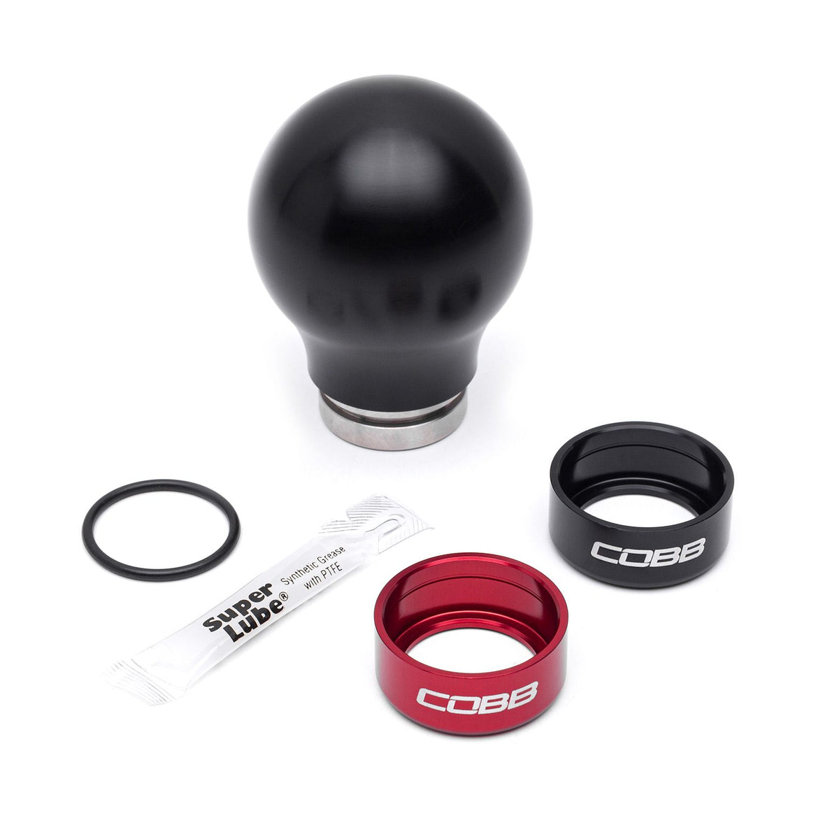Cobb Mazda 6-Speed Tall Weighted COBB Shift Knob - Black (Incl. Both Red + Blk Collars) - 271360-BK
