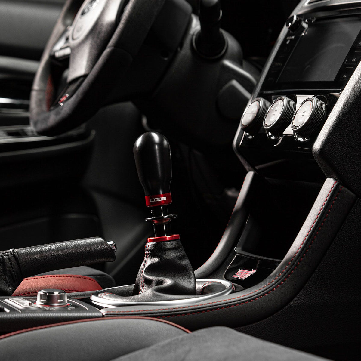 Cobb Subaru 6-Speed Tall Weighted COBB Shift Knob - White (Incl. Both Red + Blk Collars) - 213370-W