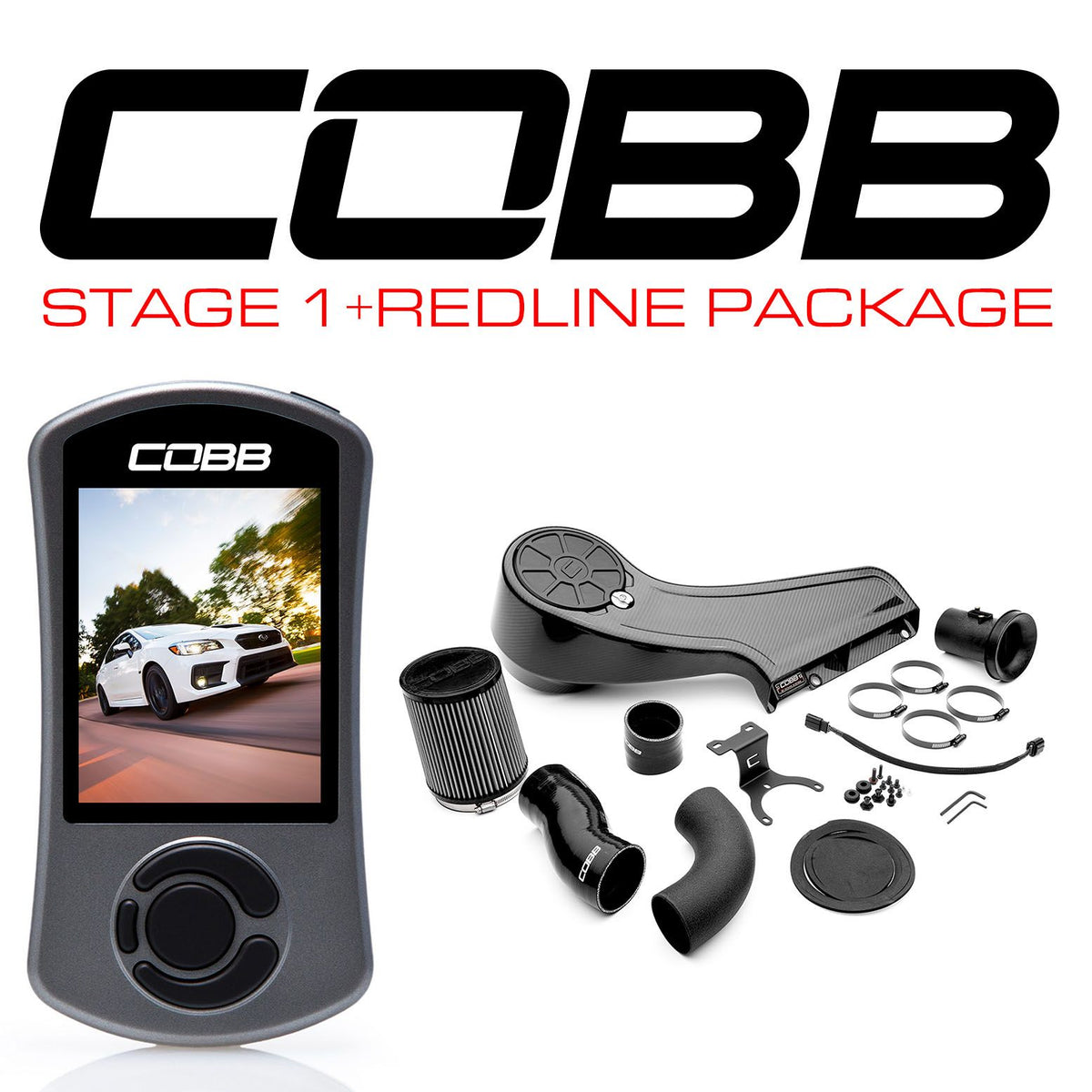 Cobb 15-21 Subaru WRX Stage 1+ Redline Carbon Fiber Power Package - SUB0040W1P-RED