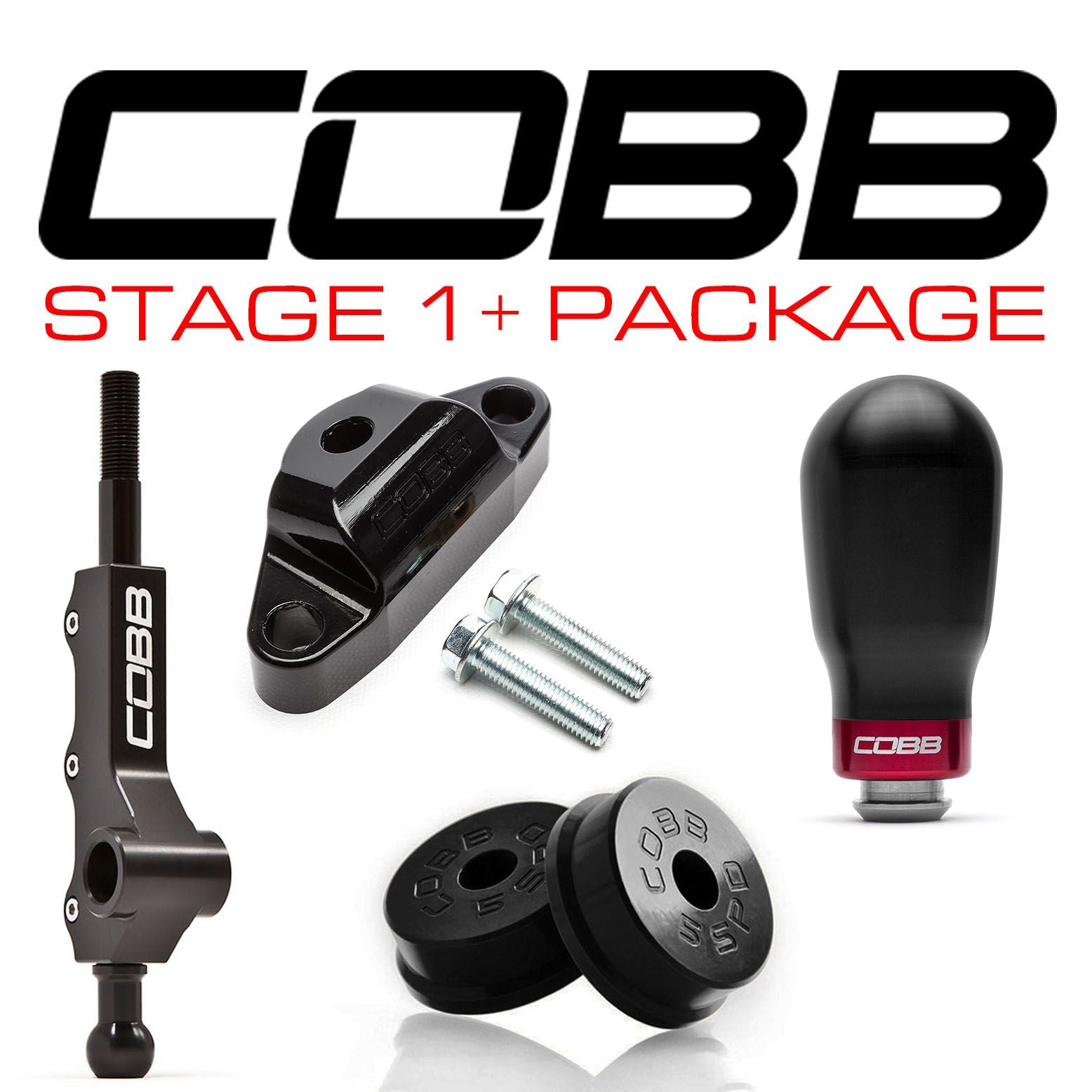 Cobb 02-07 Subaru WRX 5MT Stg 1+ Drivetrain Pkg w/Tall Shifter (Tall Weighted Knob) - White - 212X11P-TW-W
