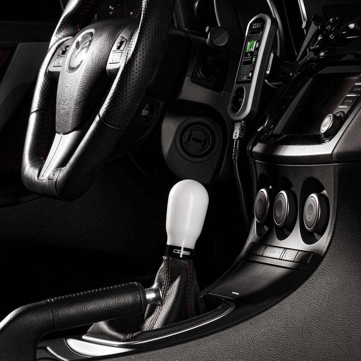 Cobb Mazda 6-Speed Tall Weighted COBB Shift Knob - Black (Incl. Both Red + Blk Collars) - 271370-BK