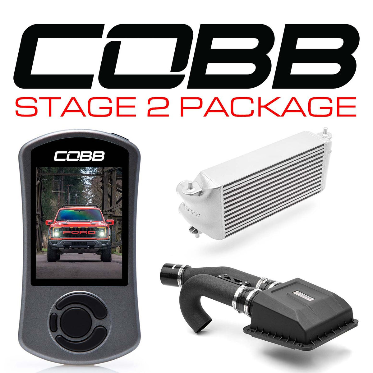 COBB - Stage 2 Power Package Silver Factory Location Intercooler (No Intake) Ford F-150 Raptor 2021-2023 - FOR0100S20SL