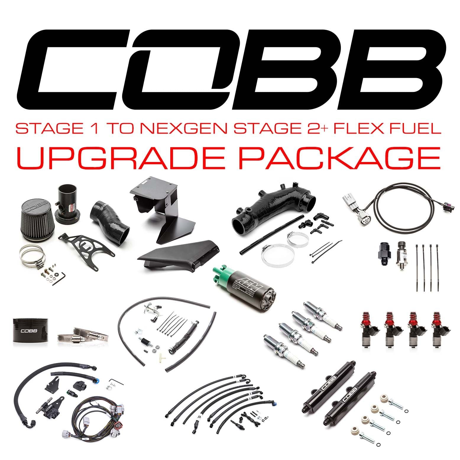 Cobb 19-21 Subaru STI / 2018 Type RA Stage 1 to NexGen Stage 2 + Flex Fuel Power Pkg Upgrade - Black - SUB004NG2S2FF-S1-UP-BK