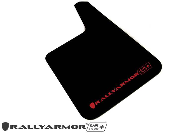 Rally Armor Universal Black UR Plus Mud Flap  w/ Metallic Black Logo - Pair - MF20-URP-BLK-MBK-LRT