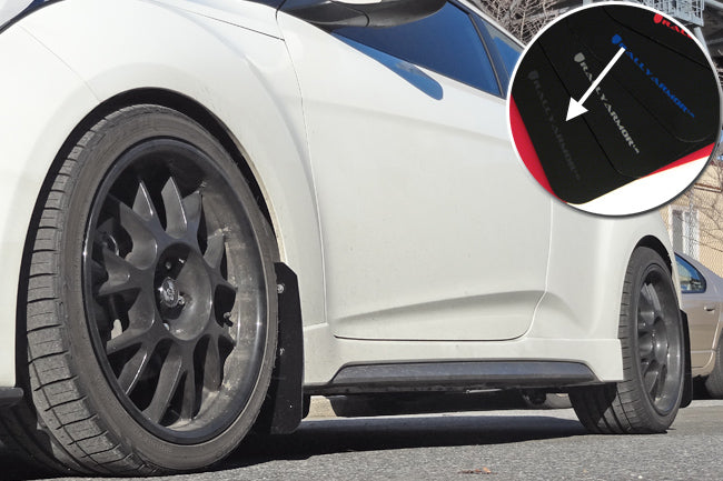 Clearance - Rally Armor 12-18 Hyundai Veloster Black UR Mud Flap w/ Grey Logo - MF24-UR-BLK/GRY