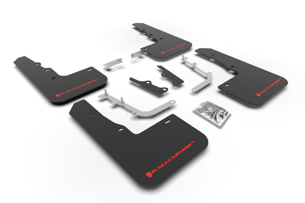 Rally Armor 20-24 Hyundai Venue Black Mud Flap Red Logo - MF65-UR-BLK/RD for 2020-2026 Hyundai Venue - front view