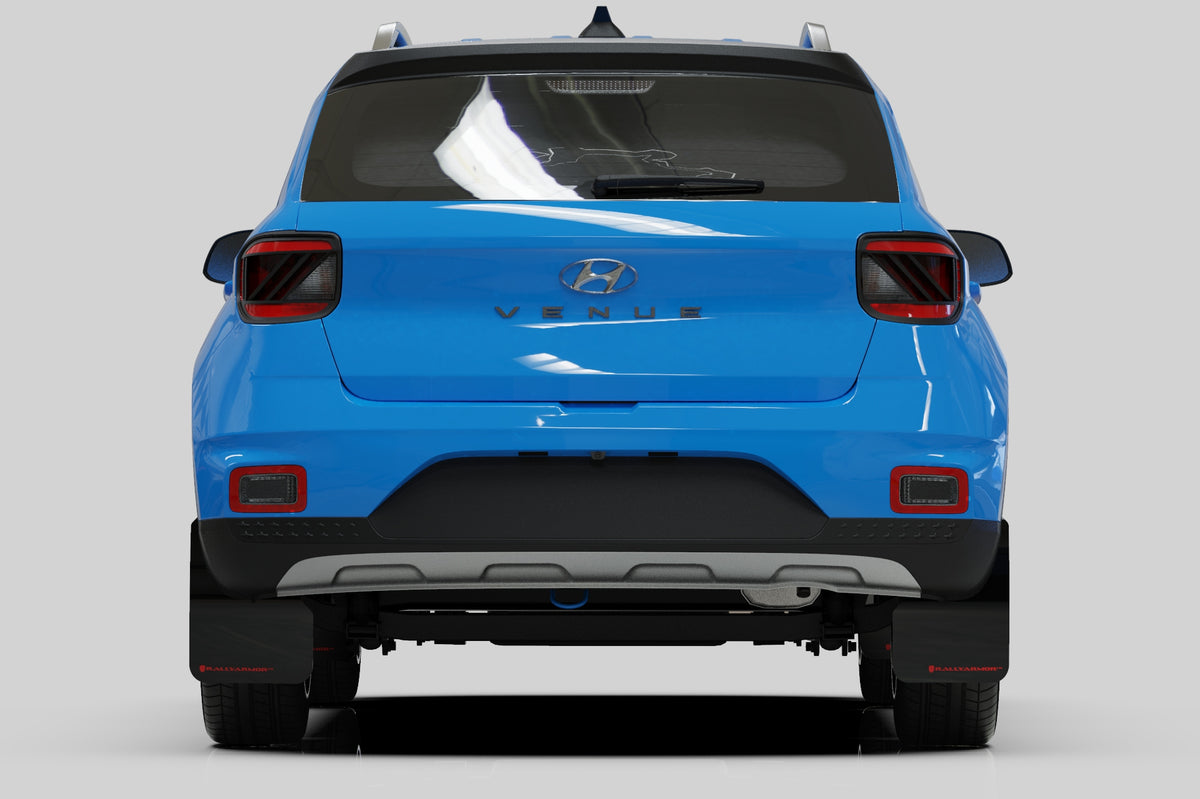 Rally Armor 20-24 Hyundai Venue Black Mud Flap White Logo - MF65-UR-BLK/WH