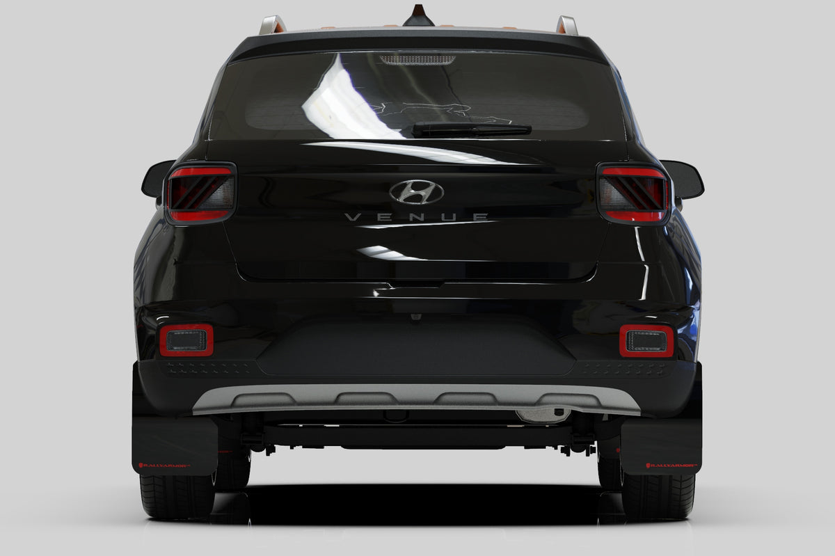 Rally Armor 20-24 Hyundai Venue Black Mud Flap Red Logo - MF65-UR-BLK/RD