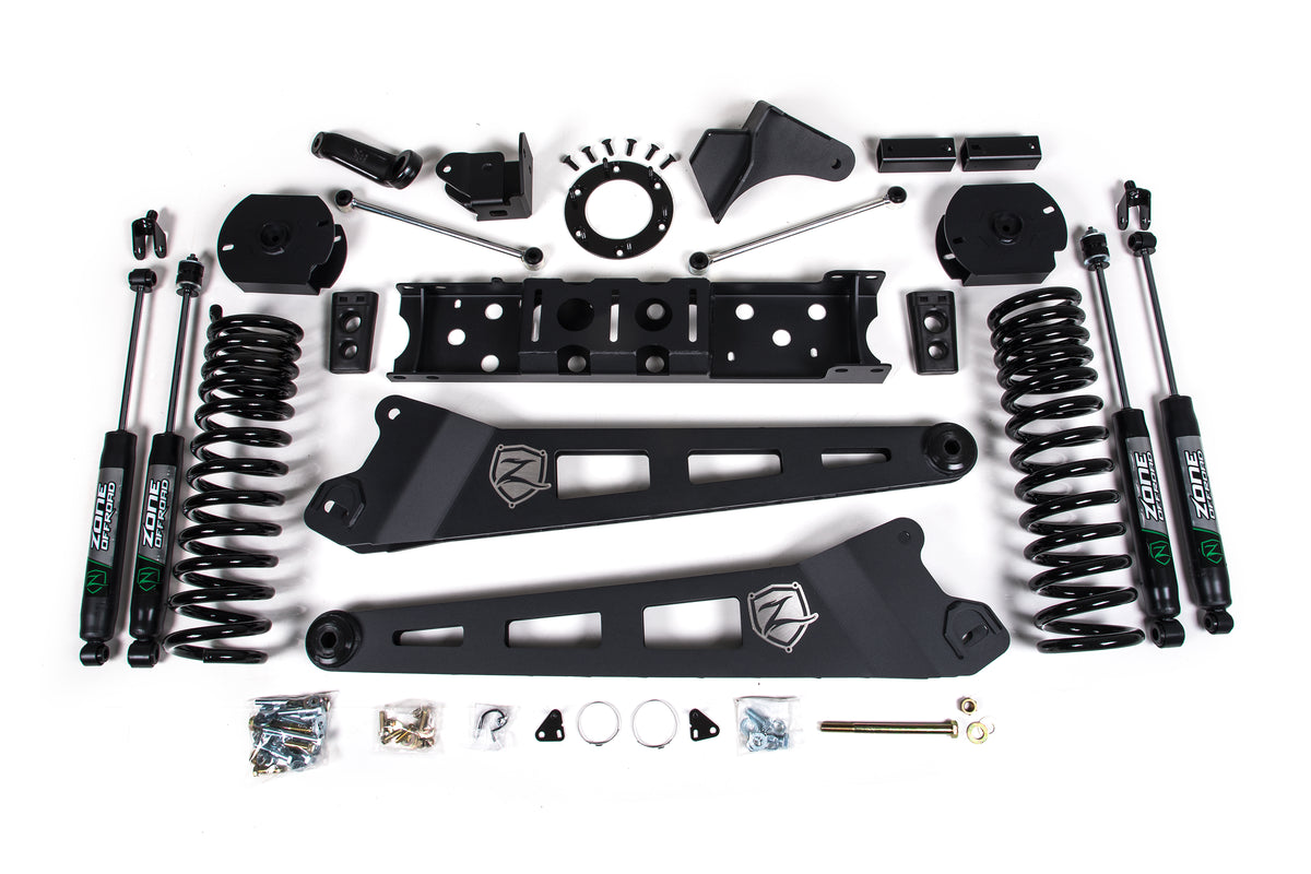 Zone Offroad 19-26 Ram 2500 4in Radius Arm Lift Kit - Gas - Nitro Shocks - ZOND79N