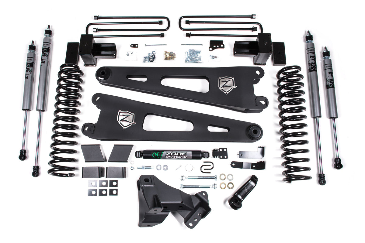 Zone Offroad 17-19 Ford F250/F350 4in Radius Arm Suspension Lift Kit, Diesel, Fox Adv Shocks - ZONF108F