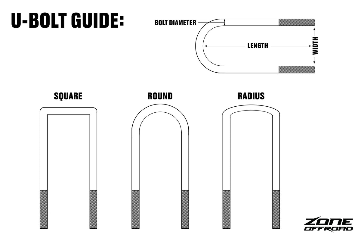 Zone Offroad .5in x 3in x 6.75in U-Bolt (Round) - UBT4012