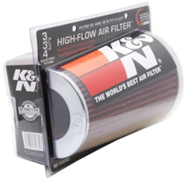 K&N Universal Air Filter Chrome Round Tapered Red - 4in Flange ID x 1.125in Flange Length x 9.5in H - RG-1002RD