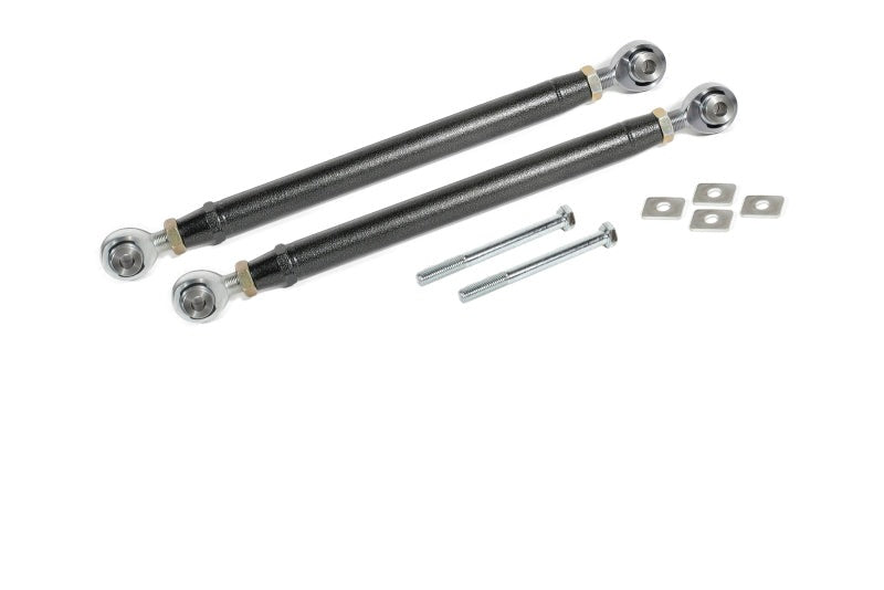 BMR 16-17 6th Gen Camaro Rear Double Adj. Rod Ends Toe Rods - Black Hammertone - TR007H for 2016-2024 Chevrolet Camaro - fron