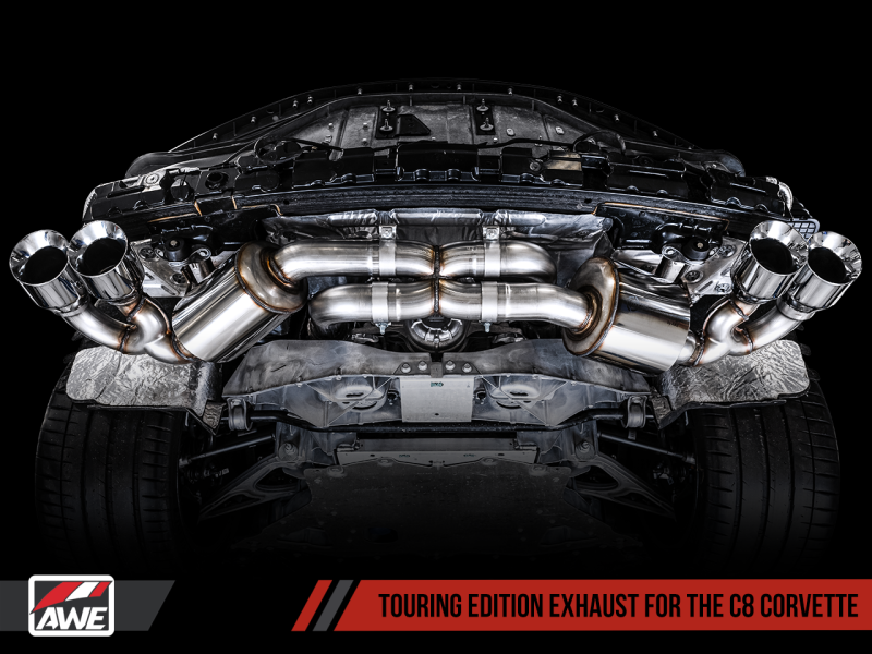 AWE Tuning 2020 Chevrolet Corvette (C8) Touring Edition Exhaust - Quad Diamond Black Tips - 3015-43159