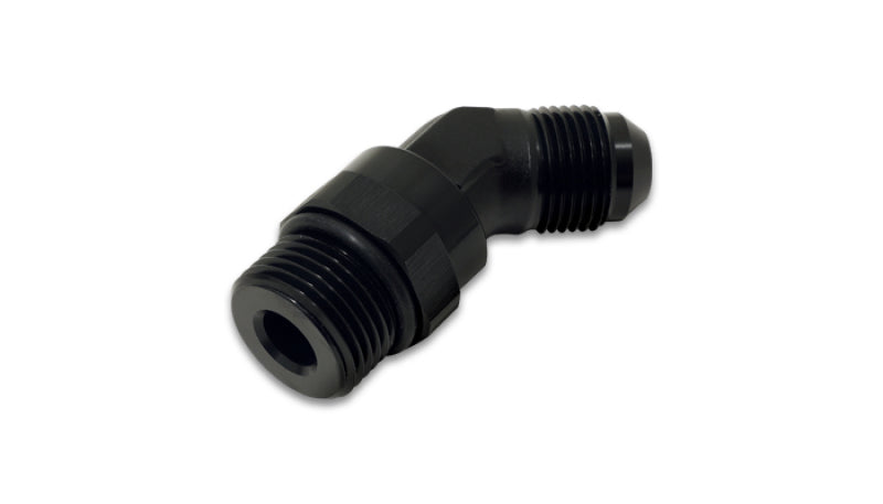 Vibrant -12AN Male to Male -12AN Straight Cut 45 Degree Adapter Fitting - Anodized Black - 16950