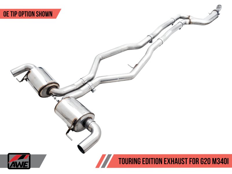 AWE Tuning 2019+ BMW M340i (G20) Non-Resonated Touring Edition Exhaust (Use OE Tips) - 3015-11058