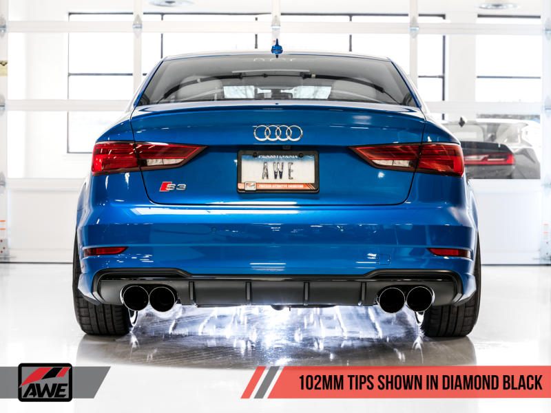 AWE Tuning Audi 8V S3 SwitchPath Exhaust w/Diamond Black Tips 102mm - 3025-43072