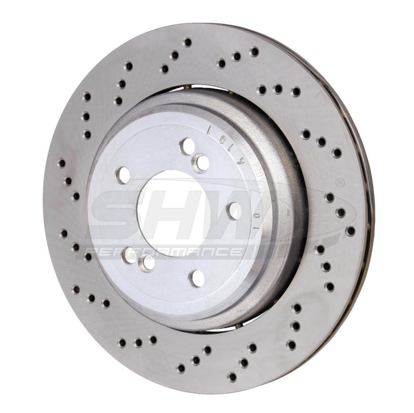 SHW 06-08 BMW Z4 3.2L Left Rear Cross-Drilled Lightweight Brake Rotor (34212282303) - BRL42833 for 2001-2006 BMW M3 - front v