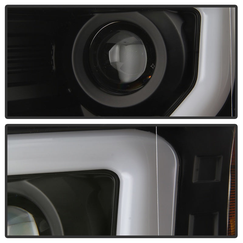 Spyder 09-14 Ford F-150 Projector Headlights - Halogen Model Light Bar - Blk PRO-YD-FF15009-SBLB-BK - 5086204