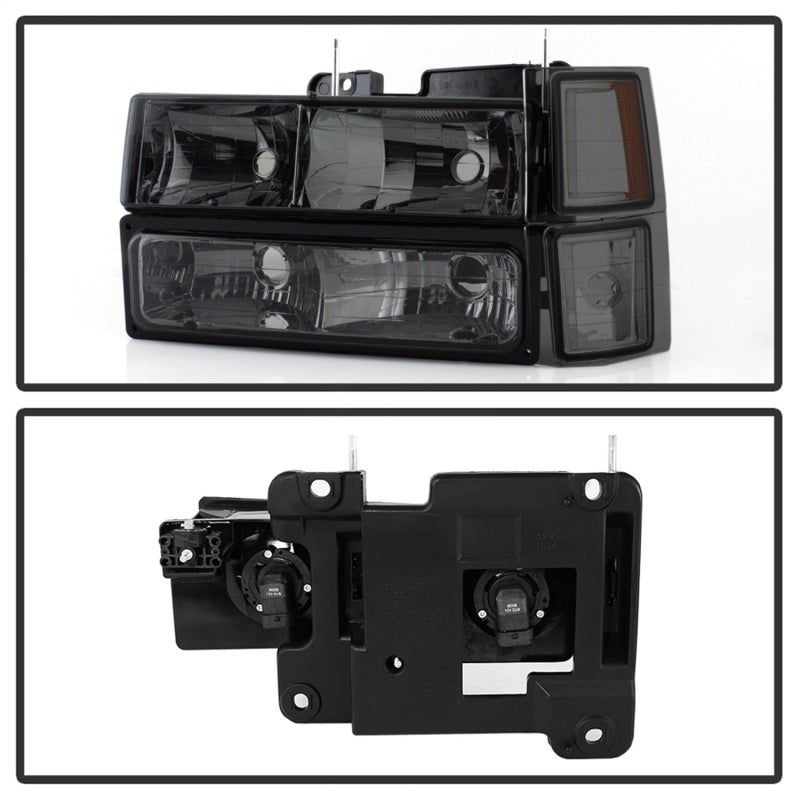 Xtune Chevy Suburban 94-98 Headlights w/ Corner &amp; Parking Lights 8pcs Smoked HD-JH-CCK88-AM-SM-SET - 5072238
