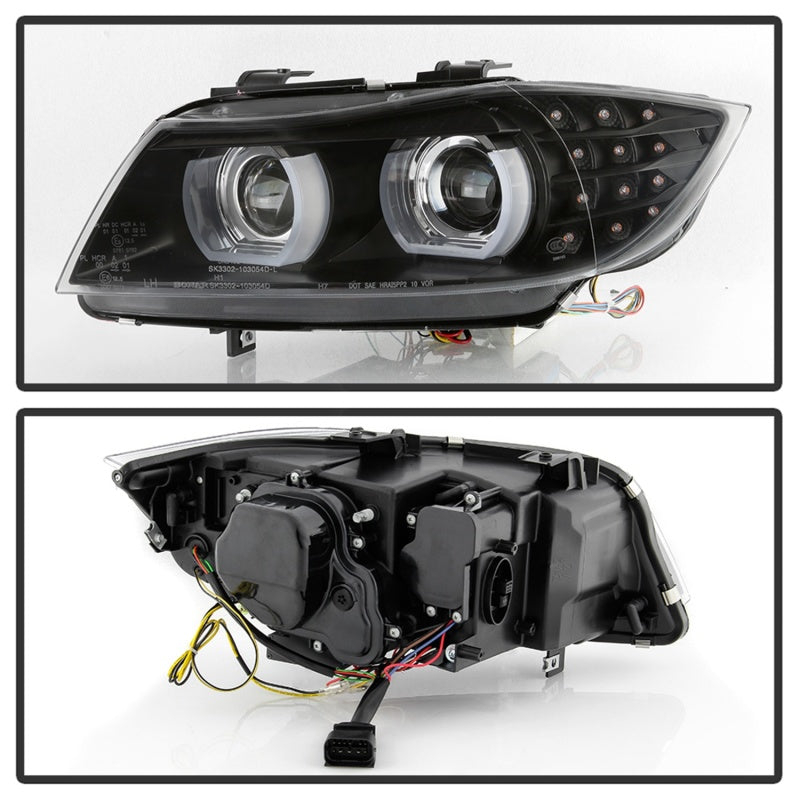 Spyder 09-12 BMW E90 3-Series 4DR HID w/ AFS Only - LED Turn - Black - PRO-YD-BMWE9009-AFSHID-BK - 5086495