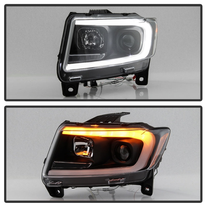 Spyder 11-13 Jeep Grand Cherokee - Light Bar Proj Headlights - Halo Model - Blk - PRO-YD-JGC11-LB-BK - 5085795
