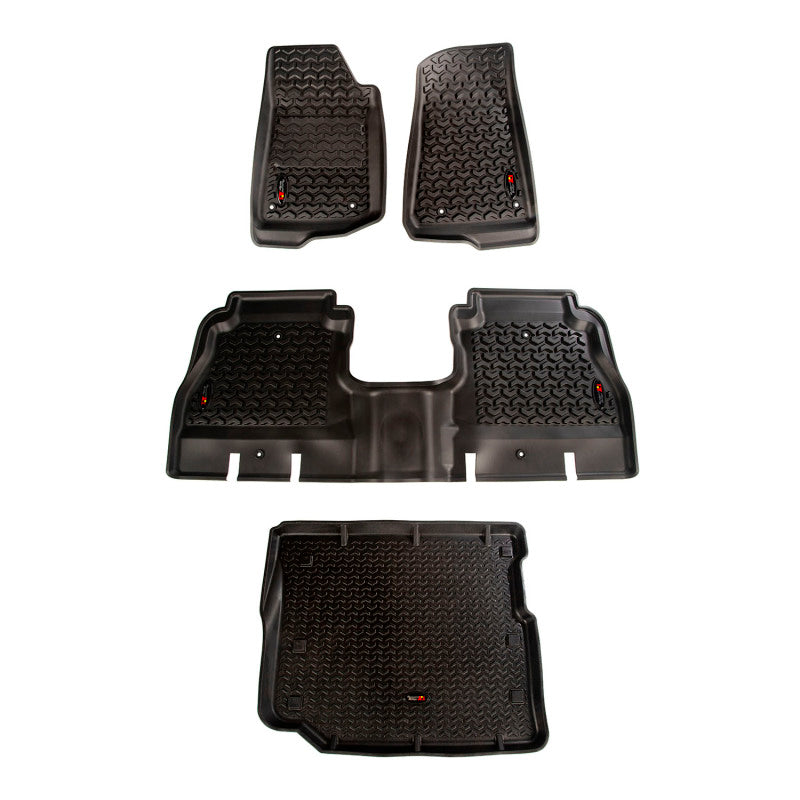 Rugged Ridge Floor Liner Front/Rear/Cargo Black 18-21 Jeep Wrangler JL 4 Dr (Excl. 4XE Models) - 12988.05 for 2018-2026 Jeep 