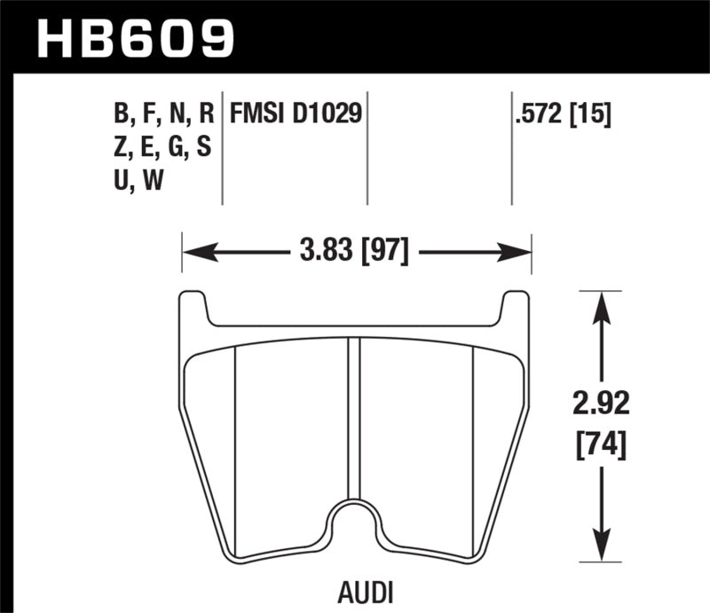 Hawk Performance Ceramic Street Brake Pads - HB609Z.572 for 2004-2014 Lamborghini Gallardo - angle view