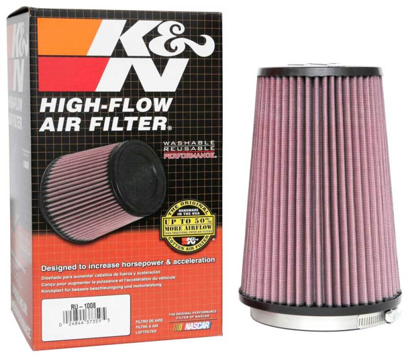 K&N Universal Clamp-On Air Filter 4-1/2in FLG / 5-7/8in B / 4-1/2in T / 8-3/8in H - RU-1008