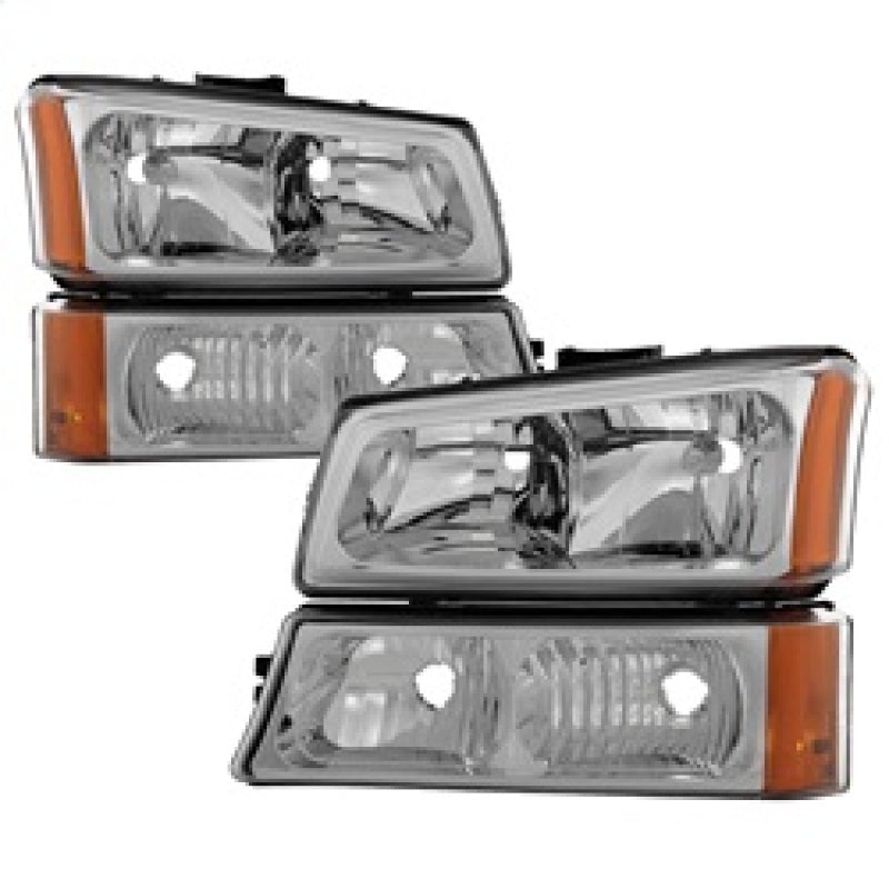Xtune Chevy Silverado 2500HD 03-06 Crystal Headlights w/ Bumper Lights Chrome HD-JH-CSIL03-AM-C-SET - 5064912