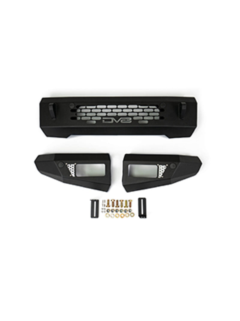 DV8 Offroad 2021+ Ford Bronco Bumper- Accommodates 20in Dual Row Light Bar &amp; (4) 3in Pod Light Mount - FBBR-03
