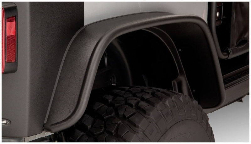 Bushwacker 07-18 Jeep Wrangler Flat Style Flares 2pc Fits 2-Door Sport Utility Only - Black - 10052-07