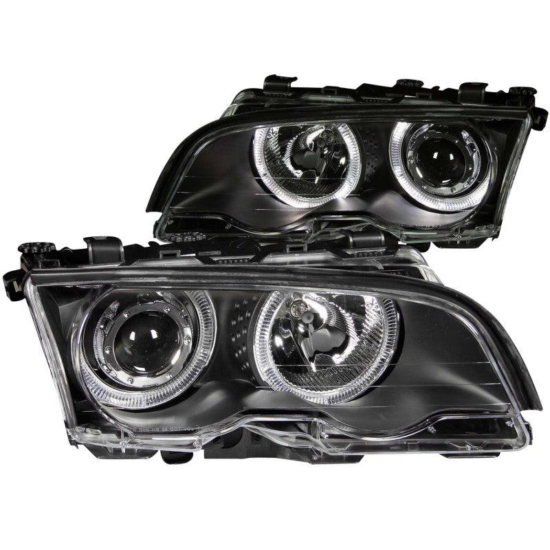 ANZO 1999-2001 BMW 3 Series E46 Projector Headlights w/ Halo Black - 121015